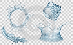 Water crown, splash and ice cube