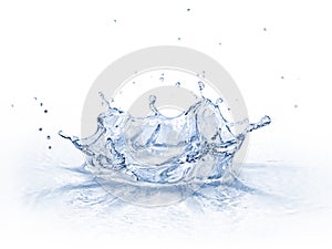 Water crown splash, on white background.