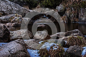 Water currents, rocks and a little snow