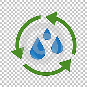 Water cycle icon. Flat vector illustration