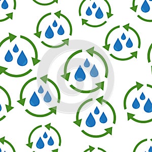 Water cycle seamless pattern background. Business flat vector
