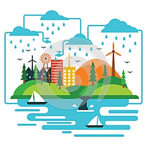 water cycle. Vector illustration decorative design