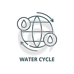 Water cycle vector line icon, linear concept, outline sign, symbol