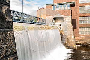 Water dam of an old cotton factory in Tampere industrial city of Finland