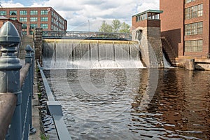 Water dam of an old cotton factory in Tampere industrial city of Finland