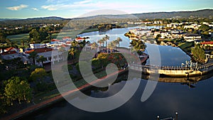 Water Dam over Gold Coast Hope Island Golf Course and Water front estate