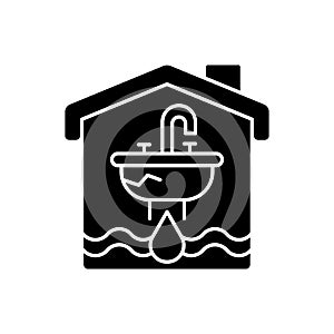 Water damage black glyph icon