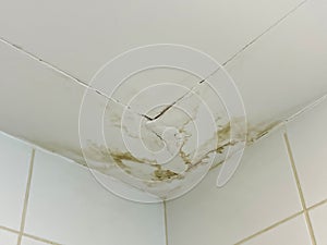 Water damage leaking from the ceiling concept photo