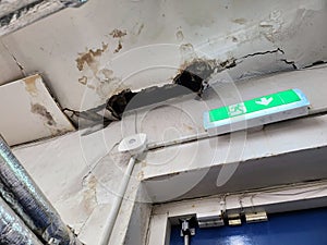 Water damaged ceiling collapse