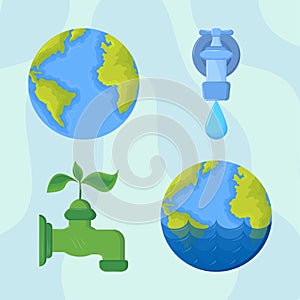 water day vector icons