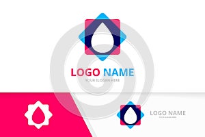 Water delivery logo combination. Natural drop logotype design template.