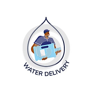 Water delivery and order emblem or logo design flat vector illustration isolated.