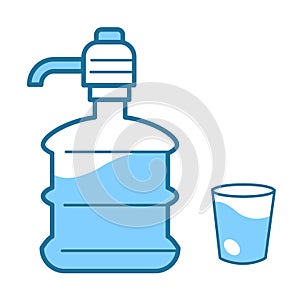 Water delivery service, clean liquid in bottle and cup