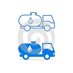 Water Delivery Truck Icon, Logo flat Design symbol set. Vector