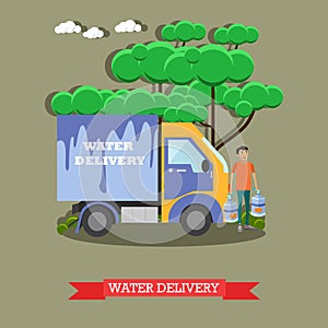 Water delivery vector illustration in flat style