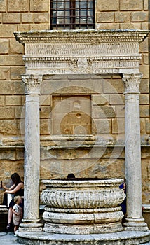 Water depot in Pienza near the cathedral Pienza (Siena)