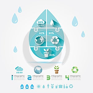 Water Design Elements Ecology Infographic Jigsaw Concept.Vector