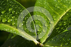 Water Dew droplets on beautiful leaves plants.