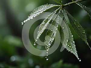 Water dew on green tree in th forest.