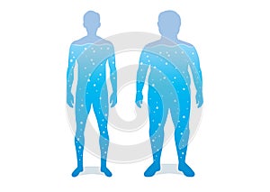 Water in difference body between shapely man and fat.