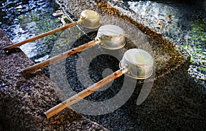 Water dipper at japanese shrine, Tokyo, Japan