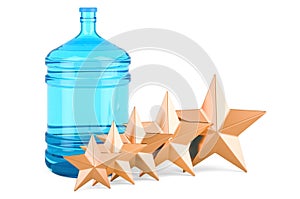 Water dispenser bottle with five golden stars. 3D rendering