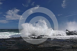 Water display at the coastline at Nature`s Valley