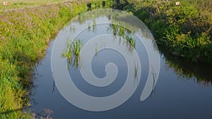 Water in a ditch in a field