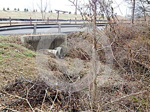 Water drainage culvert at sream countryside road