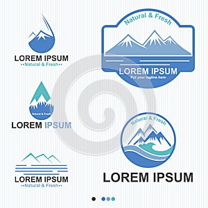 Water Drink With Natural And Fresh Logo Set - Vector