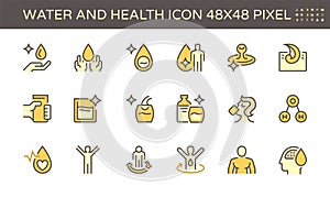 Water drinking and health icon