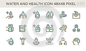 Water drinking and health icon