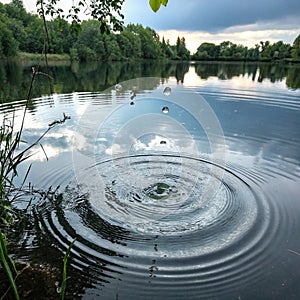 Water Dripping in Pond