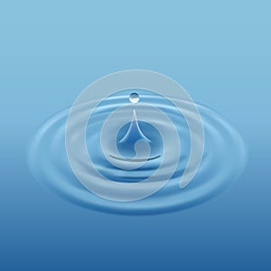 Water drop . 3d illustration. Blue splash ripple . texture: gradient mesh.