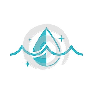 Water drop affluent nature liquid blue silhouette style icon