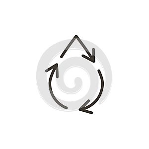 Water drop with arrows recycle symbol. Vector thin line outline illustration for concepts of water conservation, reusing and photo