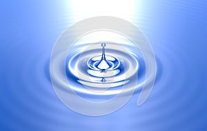 Pure water drop ripples blue background photo