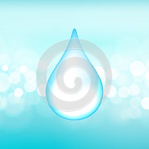 Water drop on boken lights background photo