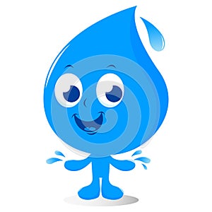 Water drop cartoon character. Vector illustration