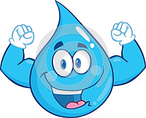 Water Drop Character Showing Muscle Arms