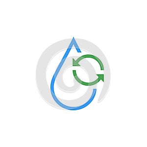 Water drop with circle arrows, renewable concept icon. Stock Vector illustration isolated on white background