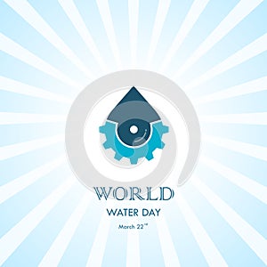 Water drop with cog icon vector logo design template.World Water