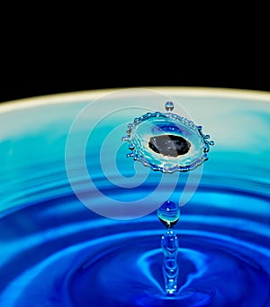 Water Drop Collision on Black Background