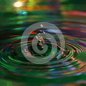 Water drop and colorful ripple