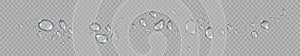 Water drop condensation set. Vector realistic clean transparent refreshing drops background for cold beverage dew