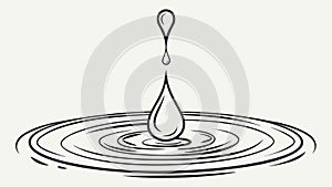 Water Drop Creating Expanding Ripples Vector, vector design Generative AI