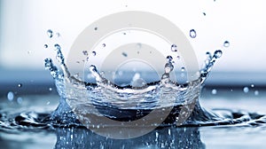 Water drop creating splash crown and ripple