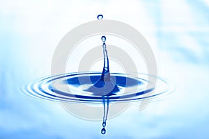 water drop dripping, causing circular waves