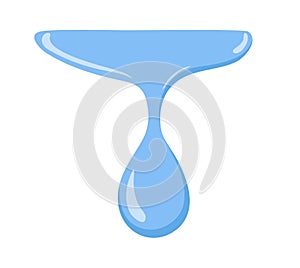 Water drop dripping, flowing down. Aqua blob falling, leaking. Clean pure liquid, waterdrop falls. Blue clear droplet