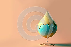 Water drop on earth copy space background. World water day concept